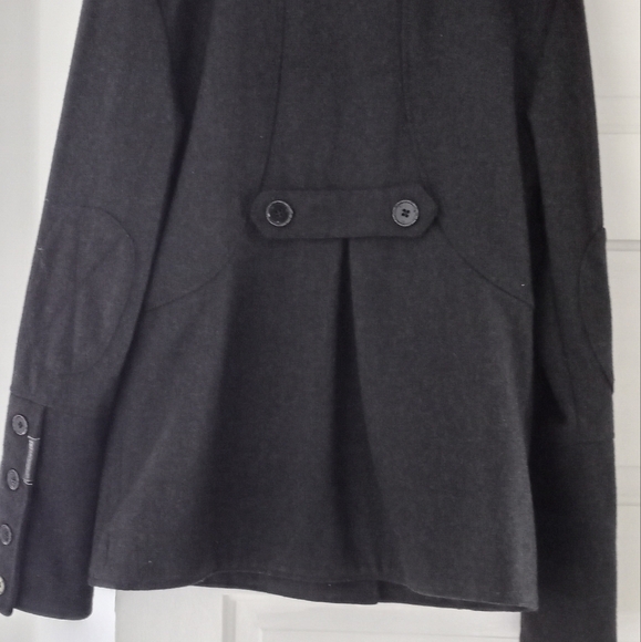 Vintage Peacoat Blazer Dark Gray Wool Blend Cropped Double Breasted DC Brand - Picture 11 of 13